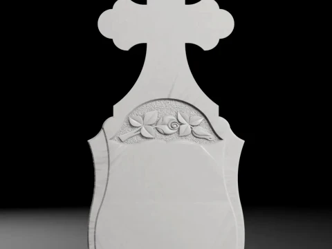 Semi-Trefoil Cross with Rose - Tombstone STL for CNC 580x1300mm 3D Print Model