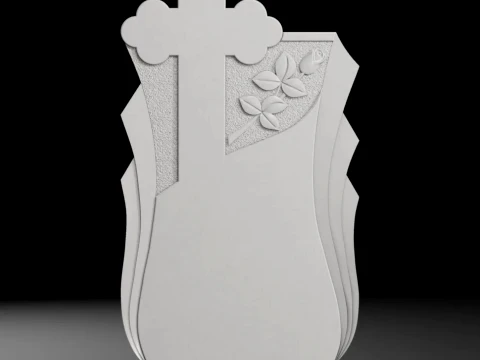 Cross with Roses and Rays - Tombstone STL for CNC 700x1500mm 3D Print Model