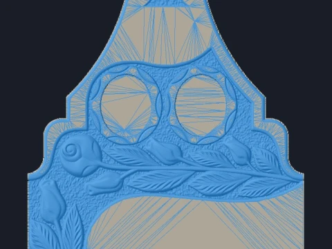 Semi-Trefoil Cross with Side Rose - Tombstone STL for CNC 3D Print Model