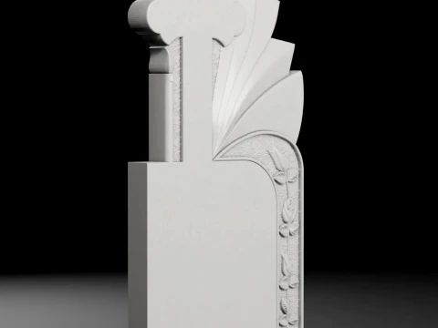 Cross with Candle and Roses - Tombstone STL for CNC 600x1300mm 3D Print Model
