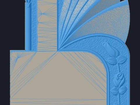 Cross with Candle and Roses - Tombstone STL for CNC 600x1300mm 3D Print Model