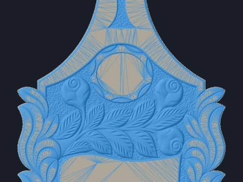 Cross with Roses and Leaves - Tombstone STL for CNC 600x1300mm 3D Print Model