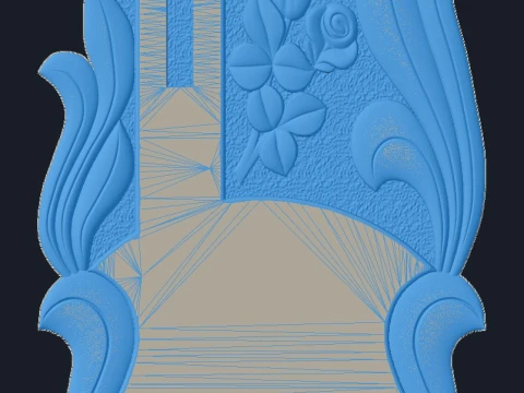 Cross with Rose and Leaves - Tombstone STL for CNC 600x1300mm 3D Print Model