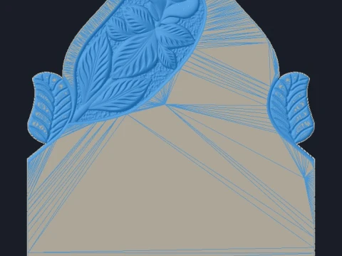Semi-Trefoil Cross with Rose and Leaves - Tombstone STL for CNC 3D Print Model