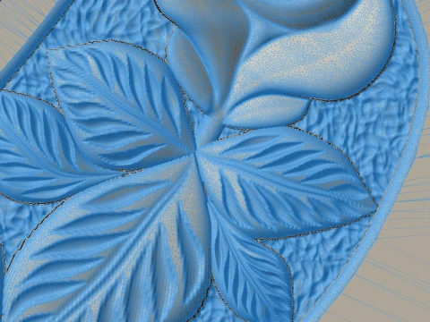 Semi-Trefoil Cross with Rose and Leaves - Tombstone STL for CNC 3D Print Model