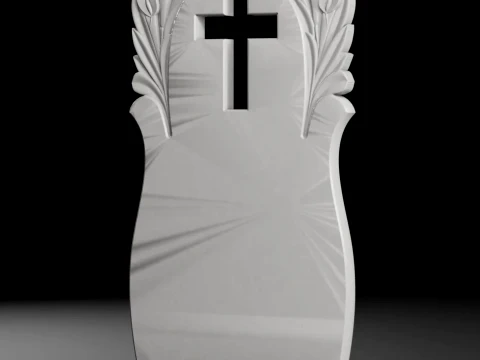 Cross with Lilies - Tombstone STL for CNC 600x1300mm 3D Print Model