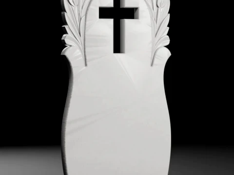 Cross with Lilies - Tombstone STL for CNC 600x1300mm 3D Print Model