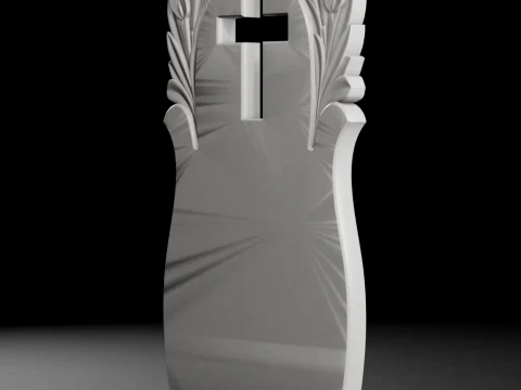 Cross with Lilies - Tombstone STL for CNC 600x1300mm 3D Print Model