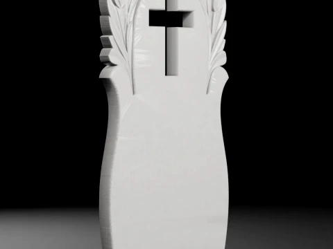 Cross with Lilies - Tombstone STL for CNC 600x1300mm 3D Print Model