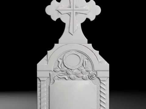 Cross with Roses and Columns - Tombstone STL for CNC 700x1500mm Modelo de Impressão 3D