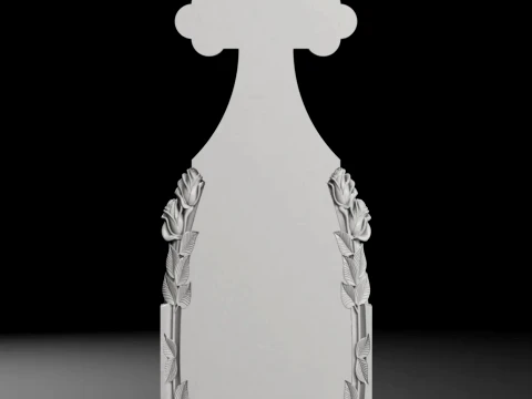 Trefoil Cross with Roses - Tombstone STL for CNC 450x1200mm Modelo de Impressão 3D