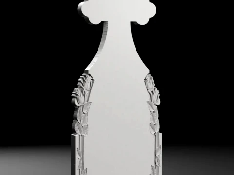 Trefoil Cross with Roses - Tombstone STL for CNC 450x1200mm 3D Print Model