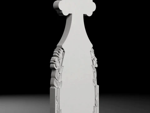 Trefoil Cross with Roses - Tombstone STL for CNC 450x1200mm 3D Print Model