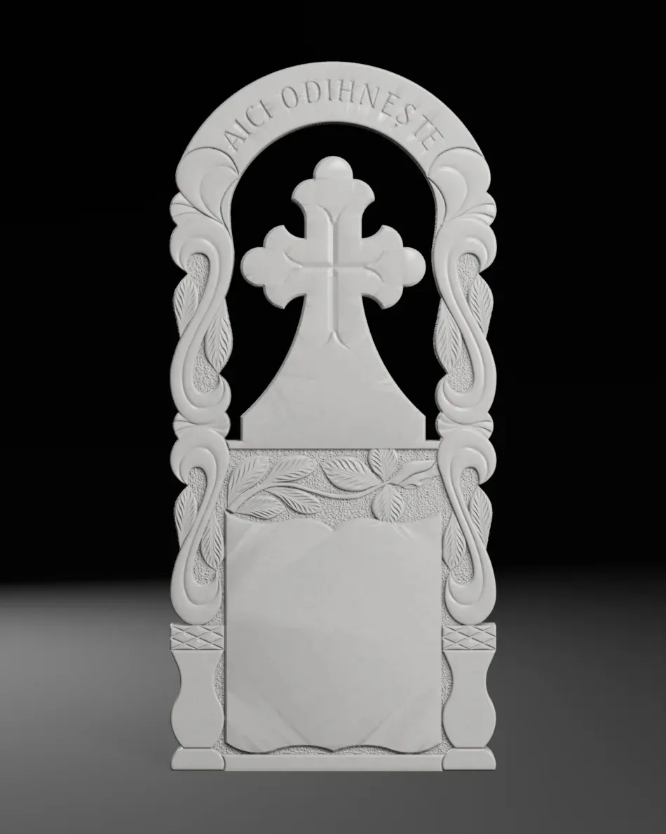 Arched Cross with Book - Tombstone STL for CNC 600x1300mm 3D Print Model .c4d .max .obj .3ds .fbx .stl .blend 