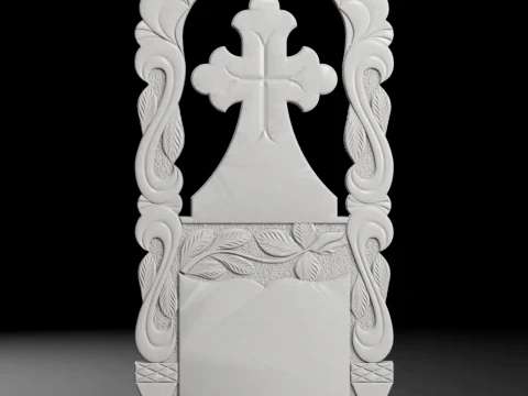 Arched Cross with Book - Tombstone STL for CNC 600x1300mm 3D Druckmodell