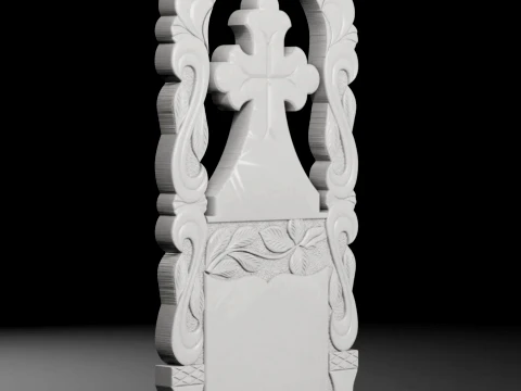 Arched Cross with Book - Tombstone STL for CNC 600x1300mm 3D Print Model