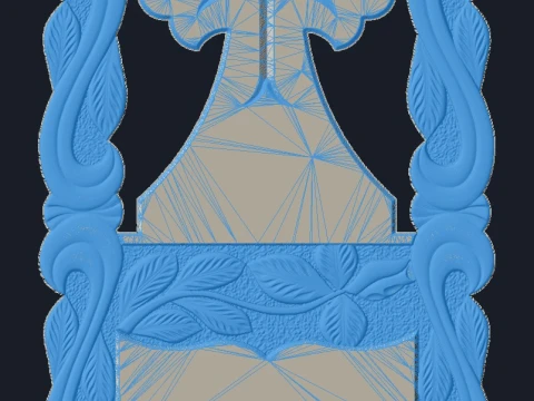 Arched Cross with Book - Tombstone STL for CNC 600x1300mm 3D Print Model