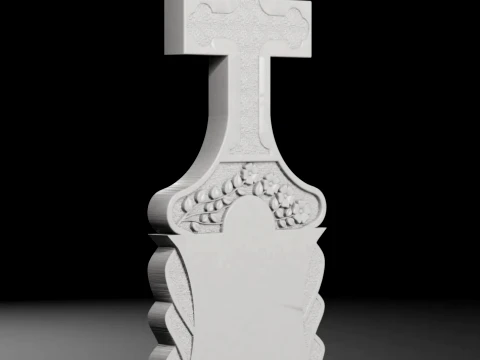 Straight Cross with Flowers - Tombstone STL for CNC 600x1400mm 3D Print Model