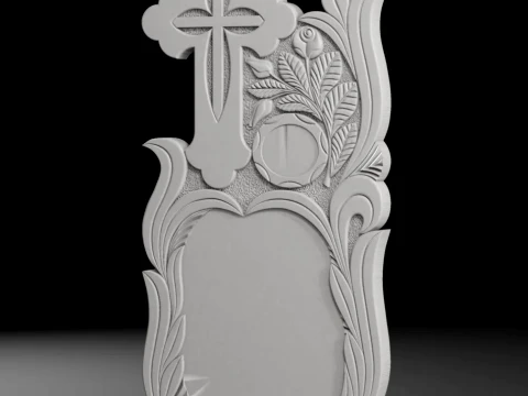 Cross with Rays and Roses - Tombstone STL for CNC 600x1300mm 3D Print Model