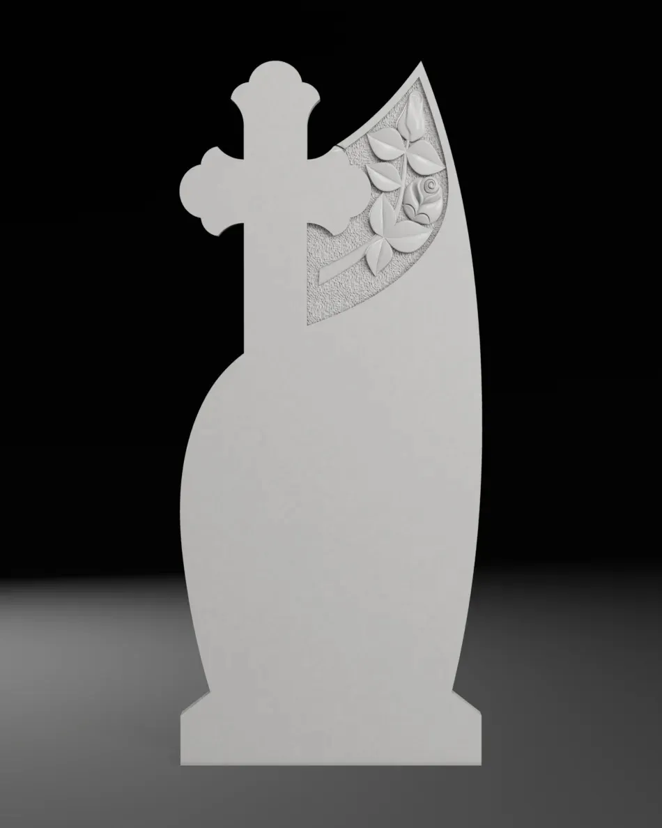 Teardrop Cross with Rose - Tombstone STL for CNC 600x1400mm 3D Print Model .c4d .max .obj .3ds .fbx .stl .blend