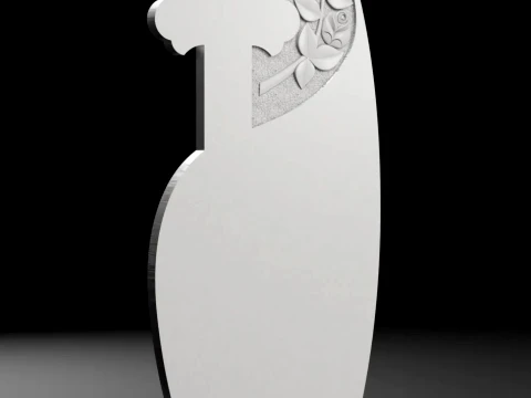 Teardrop Cross with Rose - Tombstone STL for CNC 600x1400mm 3D Print Model