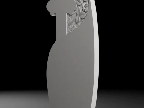Teardrop Cross with Rose - Tombstone STL for CNC 600x1400mm 3D Print Model