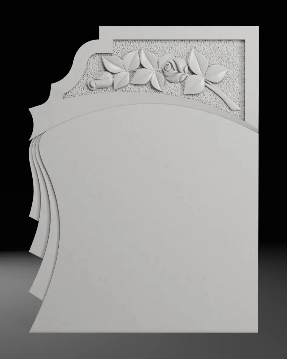 Double Monument with Rays and Roses - Tombstone STL for CNC 3D Print Model .c4d .max .obj .3ds .fbx .stl .blend 