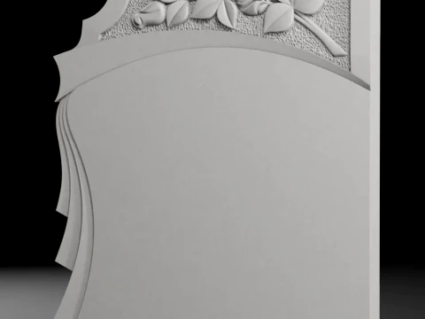Double Monument with Rays and Roses - Tombstone STL for CNC 3D Print Model