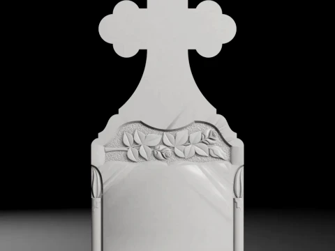Trefoil Cross with Rose and Book - Tombstone STL for CNC Modelo de Impressão 3D