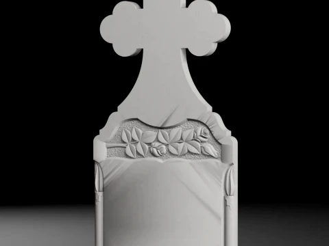 Trefoil Cross with Rose and Book - Tombstone STL for CNC 3D Print Model