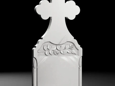 Trefoil Cross with Rose and Book - Tombstone STL for CNC 3D Print Model
