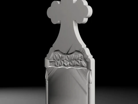 Trefoil Cross with Rose and Book - Tombstone STL for CNC 3D Print Model