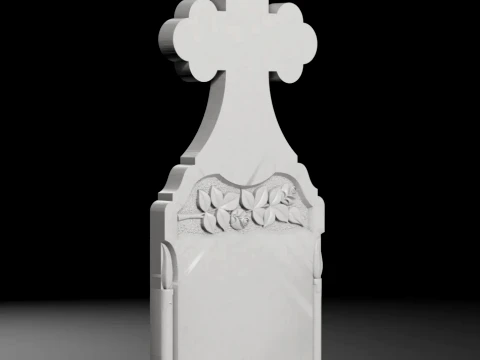 Trefoil Cross with Rose and Book - Tombstone STL for CNC 3D Print Model