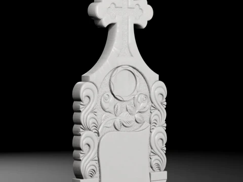 Cross with Roses and Rays - Tombstone STL for CNC 600x1300mm 3D Print Model
