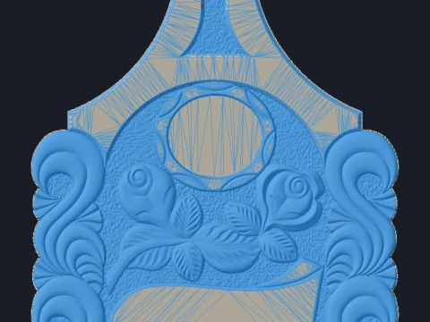 Cross with Roses and Rays - Tombstone STL for CNC 600x1300mm 3D Print Model