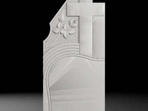 Straight Cross with Leaves and Roses Tombstone STL 500x1200mm V3 3D Print Model