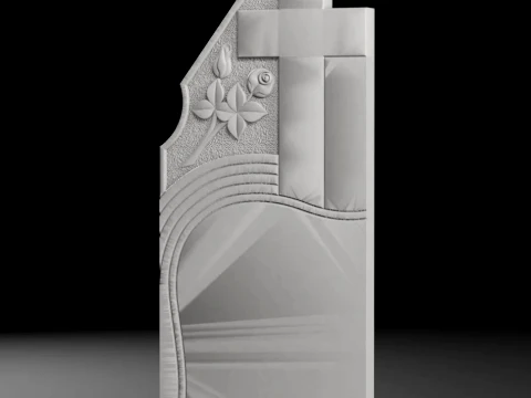 Straight Cross with Leaves and Roses Tombstone STL 500x1200mm V3 3D Print Model