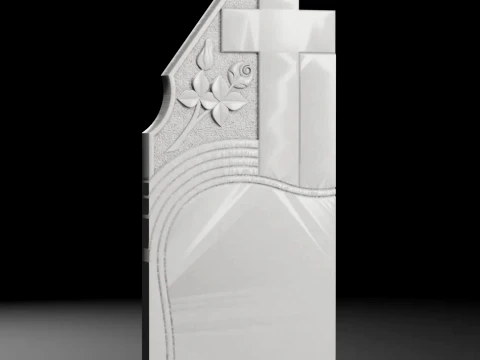 Straight Cross with Leaves and Roses Tombstone STL 500x1200mm V3 3D Print Model