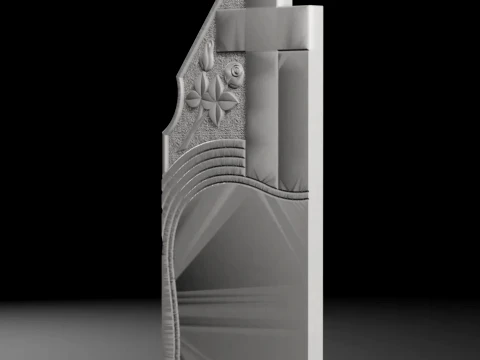 Straight Cross with Leaves and Roses Tombstone STL 500x1200mm V3 3D Print Model