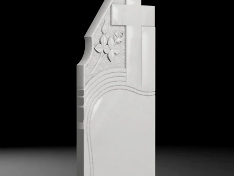 Straight Cross with Leaves and Roses Tombstone STL 500x1200mm V3 3D Print Model