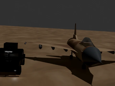 Military Desert Jet Fighter and Humvee Tactical Vehicle Pack 3D Model