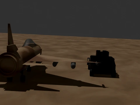Military Desert Jet Fighter and Humvee Tactical Vehicle Pack 3D Model