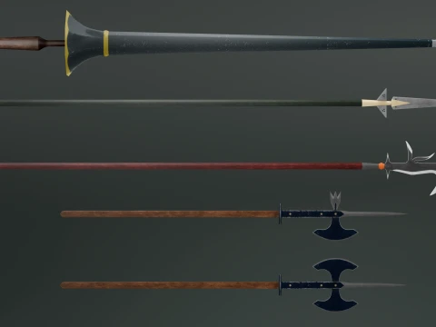 Medieval Polearm Pack Готовий до гри 3D Модель