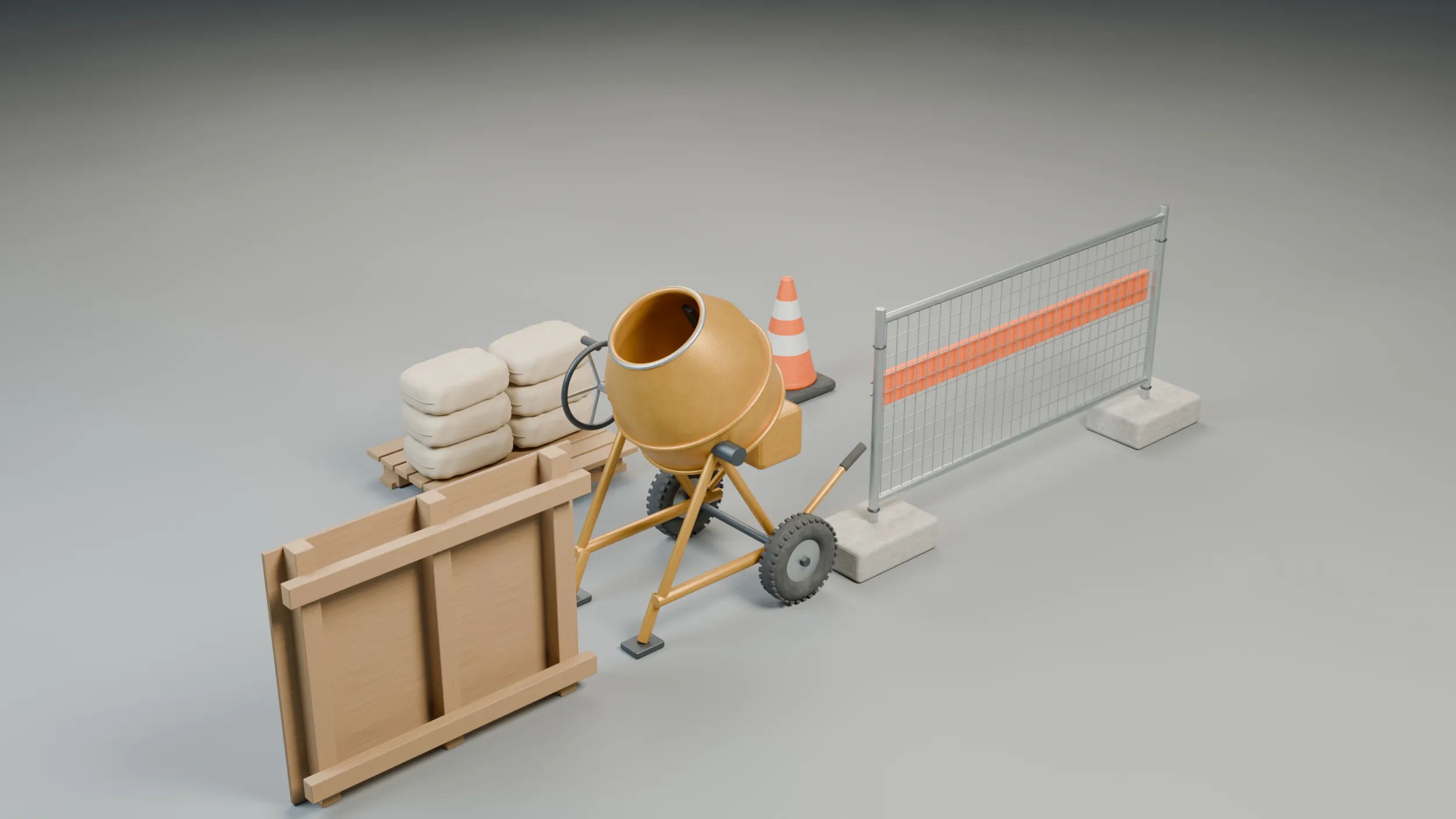 Construction Site Equipment Pack 3D Model .c4d .max .obj .3ds .fbx .stl .blend 