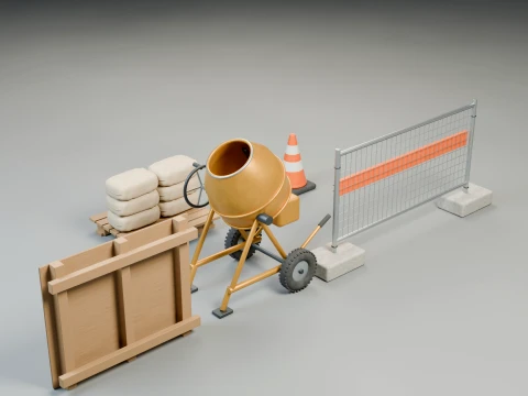Construction Site Equipment Pack 3D Model