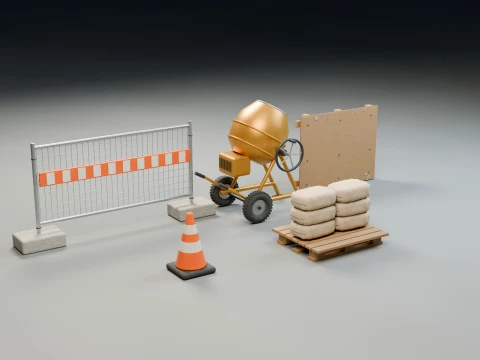 Construction Site Equipment Pack 3D Model