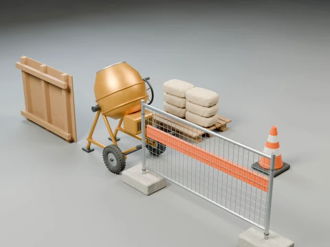 Construction Site Equipment Pack 3D Model