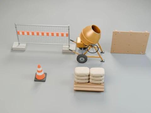 Construction Site Equipment Pack 3D Model