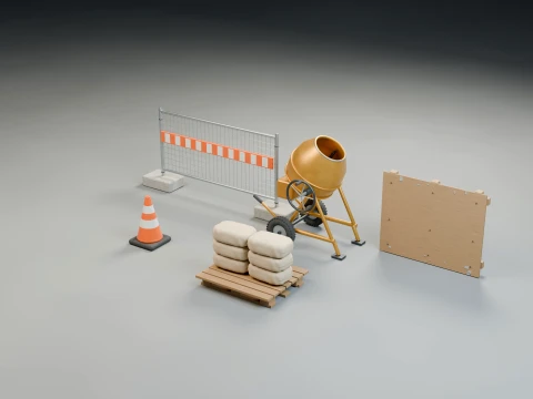Construction Site Equipment Pack 3D Model