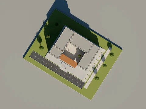 Modern Low-Rise Office Building 3D Model